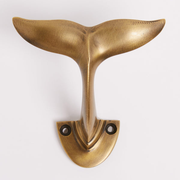 Whale Tail Hook - Acid Washed Brass:Hepburn Hardware