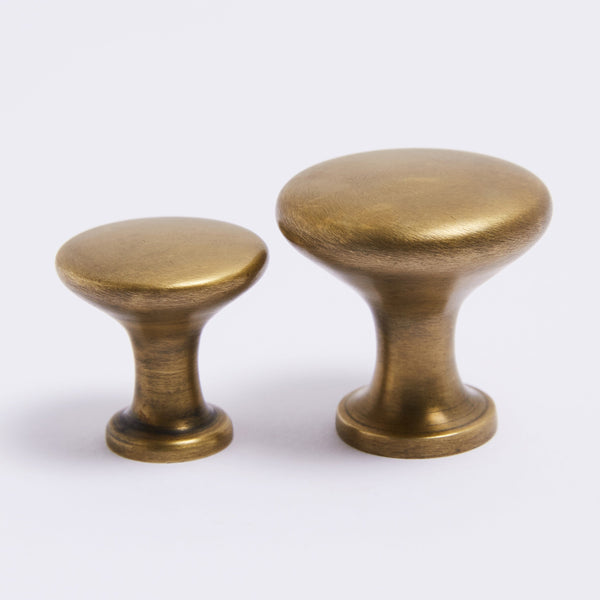 Ascot Knob - Acid Washed Brass:Small:Hepburn Hardware