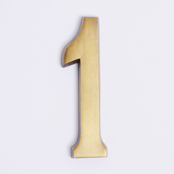 Small House Numbers - Acid Washed Brass:Small House Number 1:Hepburn Hardware