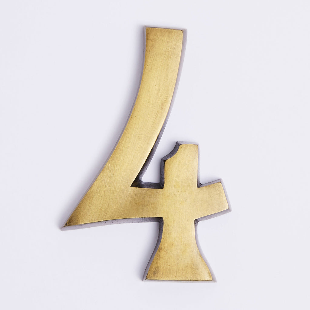 Small House Numbers - Acid Washed Brass:Small House Number 4:Hepburn Hardware