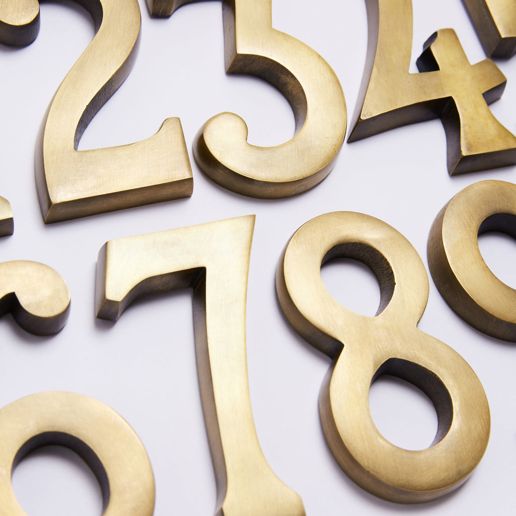 Small House Numbers - Acid Washed Brass:Hepburn Hardware